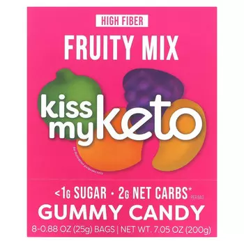 Kiss My Keto, Жевательные конфеты, фруктовая смесь, 8 пакетиков по 25 г (0,88 унции)