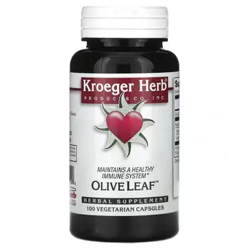 Kroeger Herb Co, Листья оливкового дерева, 100 вегетарианских капсул