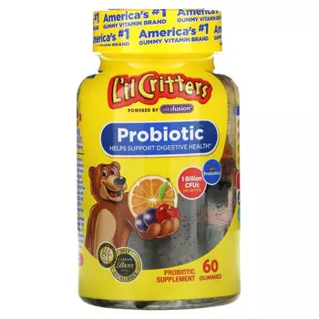 L'il Critters, пробиотик с пребиотиками, со вкусом вишни, апельсина и винограда, 1 млрд КОЕ, 60 жевательных мармеладок