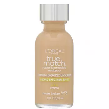 L'Oreal, True Match Super-Blendable Makeup, W3 Nude Beige, 1 fl oz (30 ml)