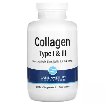 Lake Avenue Nutrition, гидролизованный коллаген 1 и 3 типов, 1000 мг, 365 таблеток