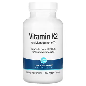 Lake Avenue Nutrition, витамин K2 (в виде менахинона-7), 50 мкг, 360 растительных капсул