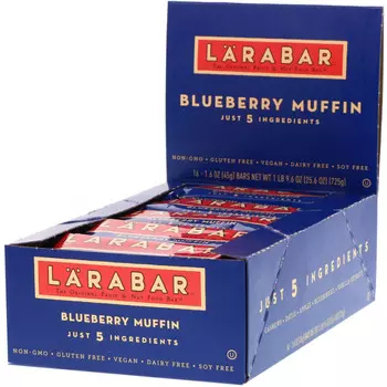 Larabar, The Original Fruit & Nut Food Bar, Черничный маффин, 16 батончиков по 1,6 унции (45 г) каждый