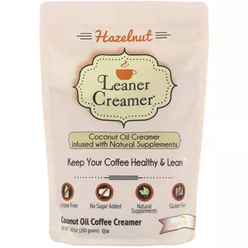 Leaner Creamer, Сливки для кофе с кокосовым маслом, лесной орех, 280 г (9,87 унций)