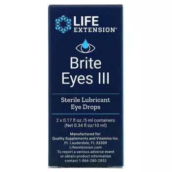 Life Extension, Brite Eyes III, глазые капли, 2 флакона, 5 мл (0,17 жидк. унции) каждый