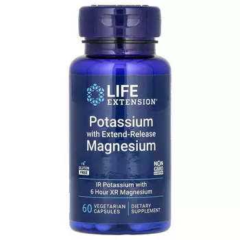 Life Extension, калий с магнием пролонгированного действия, 60 вегетарианских капсул