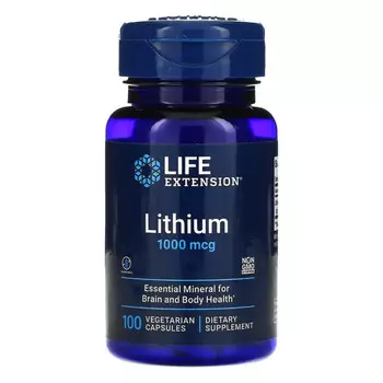 Life Extension, литий, 1000 мкг, 100 вегетарианских капсул