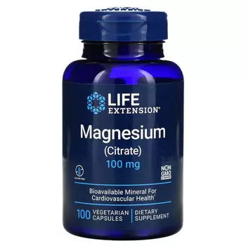 Life Extension, магний (цитрат), 100 мг, 100 вегетарианских капсул