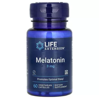 Life Extension, Мелатонин, 3 мг, 60 вегетарианских капсул