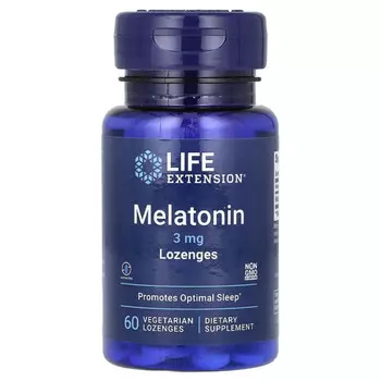 Life Extension, Мелатонин, 3 мг, 60 вегетарианских пастилок