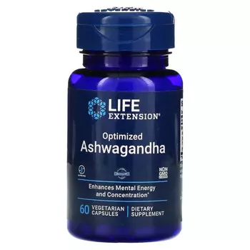 Life Extension, оптимизированный экстракт ашваганды, 60 вегетарианских капсул