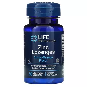 Life Extension, Пастилки с цинком, цитрусово-апельсиновый вкус, 60 вегетарианских пастилок