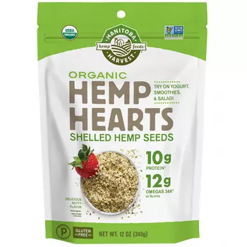 Manitoba Harvest, Hemp Hearts, органические очищенные семена конопли, с ореховым ароматизатором, 340 г (12 унций)