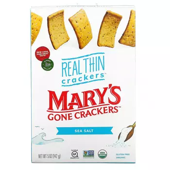 Mary's Gone Crackers, Крекеры Real Thin Crackers, морская соль, 141 г