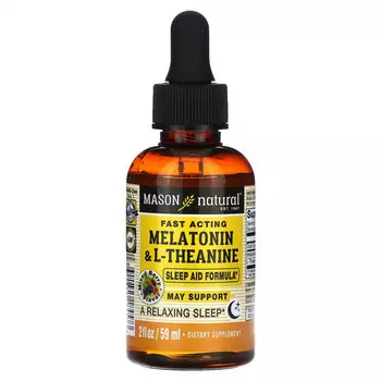 Mason Natural, Быстродействующая формула с мелатонином и L-теанином, ягодная смесь, 59 мл (2 жидк. Унции)