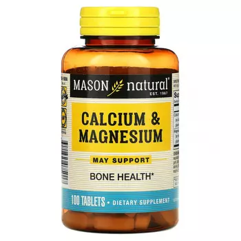 Mason Natural, Кальций и магний, 100 таблеток