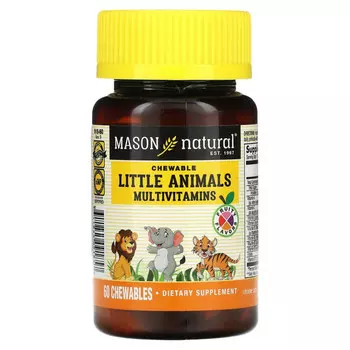 Mason Natural, Little Animals, мультивитамины, фруктовые, 60 жевательных таблеток