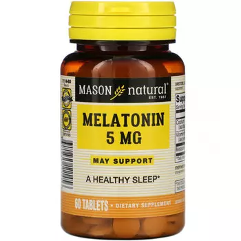 Mason Natural, Мелатонин, 5 мг, 60 таблеток