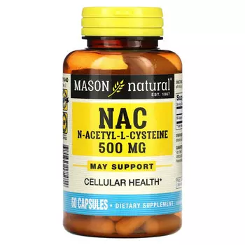 Mason Natural, NAC N-Ацетил-L-цистеин, 60 капсул