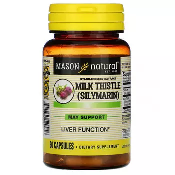 Mason Natural, расторопша (силимарин), стандартизированный экстракт , 60 капсул