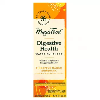 MegaFood, Digestive Health Water Enhancer, Pineapple Mango Kombucha, 10 Packets, 0.21 oz (6 g) Each