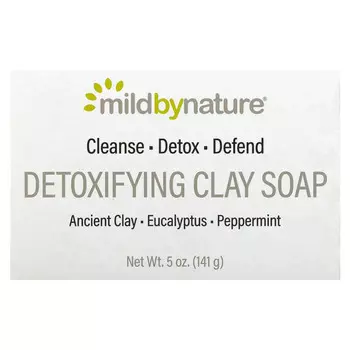 Mild By Nature, очищающее кусковое мыло с глиной, с ароматом эвкалипта и перечной мяты, с ископаемой глиной, 141 г (5 унций)