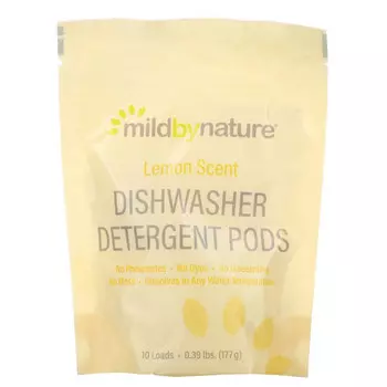 Mild By Nature, Средство для мытья посуды в посудомоечной машине, с ароматом лимона, 10 капсул, 0,39 фунта, 177 г (6,24 унции)