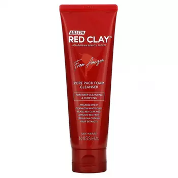 Missha, Amazon Red Clay, очищающая пенка для очищения пор, 120 мл (4,05 жидк. Унции)