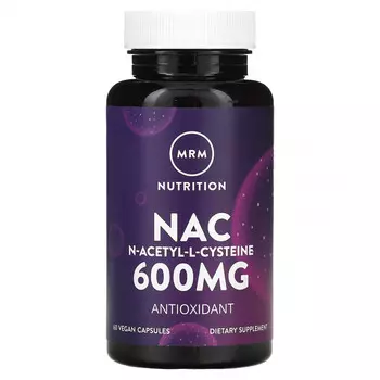 MRM Nutrition, Nac, N-ацетил-L-цистеин, 600 мг, 60 веганских капсул