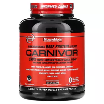 MuscleMeds, Carnivor, биоинженерный изолят говяжьего протеина, шоколад, 1898,4 г (4,19 фунта)