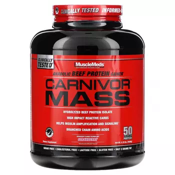 MuscleMeds, Формула для набора массы Carnivor Mass, клубника, 5,95 фунтов (2698 г)