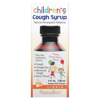 NatraBio, Детский сироп от кашля с вишневым вкусом, 120 мл