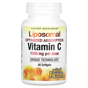 Natural Factors, Липосомальный витамин C, 500 мг, 60 мягких таблеток