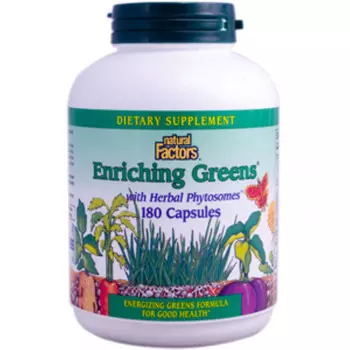 Natural Factors, Обогащенные зеленые овощи с растительными фито добавками, 180 капсул (Discontinued Item)