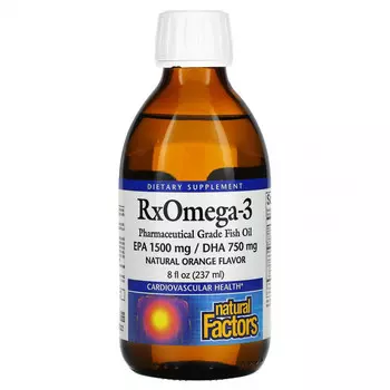 Natural Factors, Rx Omega-3, натуральный апельсиновый вкус, 237 мл (8 жидк. унций)