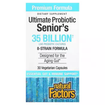 Natural Factors, Ultimate Probiotic, для пожилых людей, 35 млрд КОЕ, 30 вегетарианских капсул