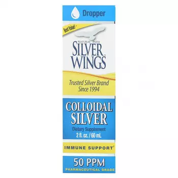 Natural Path Silver Wings, Коллоидное серебро, 50 част. / Млн, 60 мл (2 жидк. Унции)