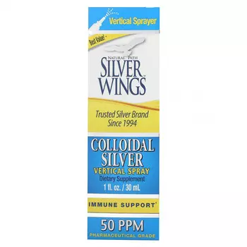 Natural Path Silver Wings, Вертикальный спрей с коллоидным серебром, 50 част. / Млн, 30 мл (1 жидк. Унция)