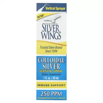 Natural Path Silver Wings, Вертикальный спрей с коллоидным серебром, 250 част. / Млн, 30 мл (1 жидк. Унция)