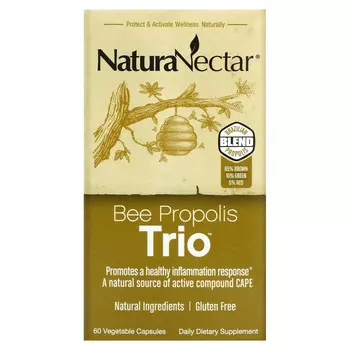 NaturaNectar, Bee Propolis Trio, 60 вегетарианских капсул