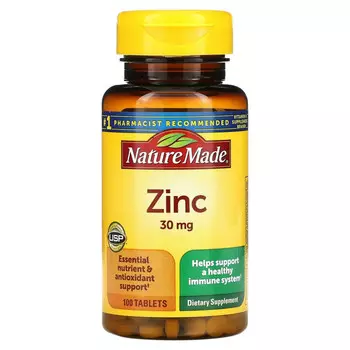 Nature Made, Цинк, 30 мг, 100 таблеток