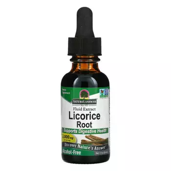 Nature's Answer, жидкий экстракт корня солодки, без спирта, 2000 мг, 30 мл (1 жидк. унция)