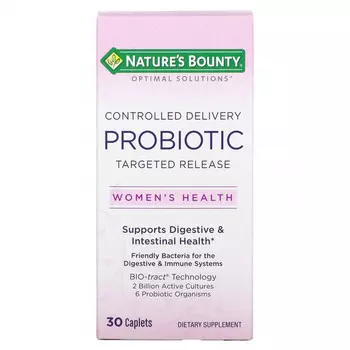 Nature's Bounty, Optimal Solutions, для женского здоровья, пробиотик для контролируемой доставки, 30 капсул