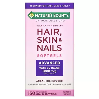 Nature's Bounty, Optimal Solutions, средство с повышенной силой действия для здоровья волос, кожи и ногтей, 150 капсул с быстрым высвобождением