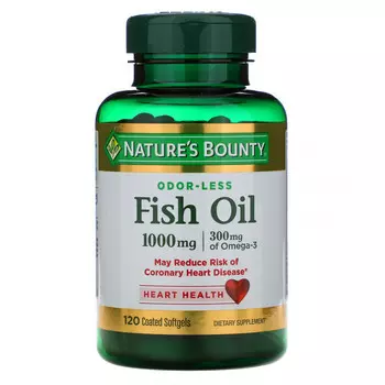Nature's Bounty, Рыбий жир без запаха, 1000 мг, 120 мягких таблеток