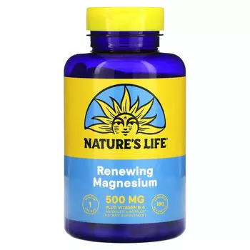Nature's Life, магний и витамин B6, 500 мг, 180 вегетарианских капсул