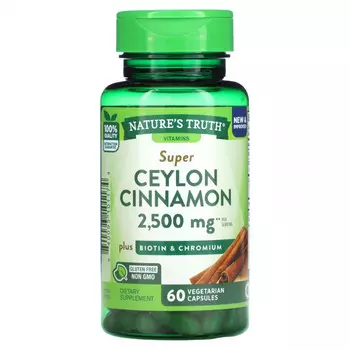 Nature's Truth, Цейлонская корица, 1250 мг, 60 вегетарианских капсул