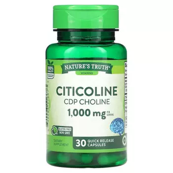 Nature's Truth, Citicoline CDP Choline, 1000 мг, 30 капсул с быстрым высвобождением