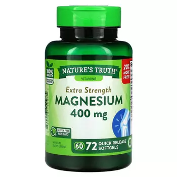 Nature's Truth, Магний Extra Strength, 400 мг, 72 мягких капсулы быстрого высвобождения