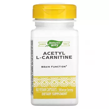 Nature's Way, Ацетил L-карнитин, 500 мг, 60 веганских капсул